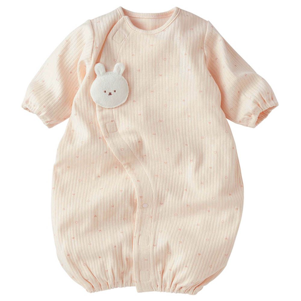 長袖連身衣 穿衣練習-穿脫方便省時-粉紅色 (50~60cm)