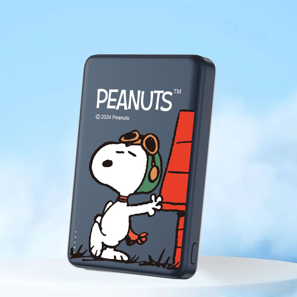 SNOOPY 20W PD超薄磁吸無線快充行動電源 10000mAh-站姿款(午夜藍)