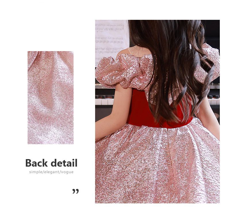 法式唯美浪漫泡泡袖禮服-亮粉色