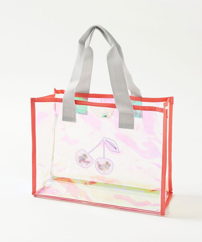 日本 devirock - 獨角獸色系閃亮愛心PVC防水游泳包-粉紫系 (27x35x14cm)