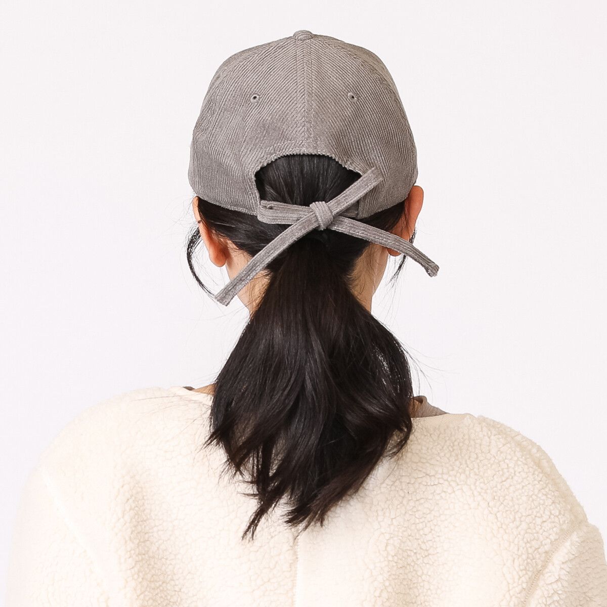 日本 jou jou lier - 後蝴蝶結綁帶燈芯絨鴨舌帽-07 黑 (FREE)