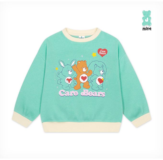 韓國 Jelispoon - (聯名款)熊熊好夥伴內刷毛長袖套裝-薄荷綠