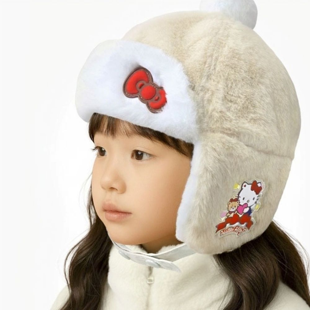 溫暖毛絨護耳帽-卡通人物凱蒂貓-杏