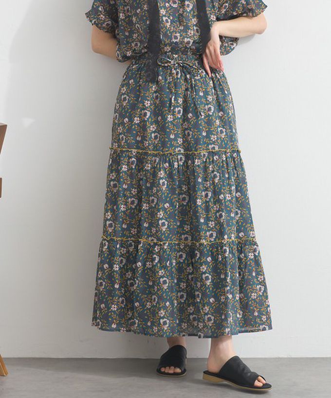 日本 Lupilien - 100%印度棉 華奢滿版印花分層長裙-紅系