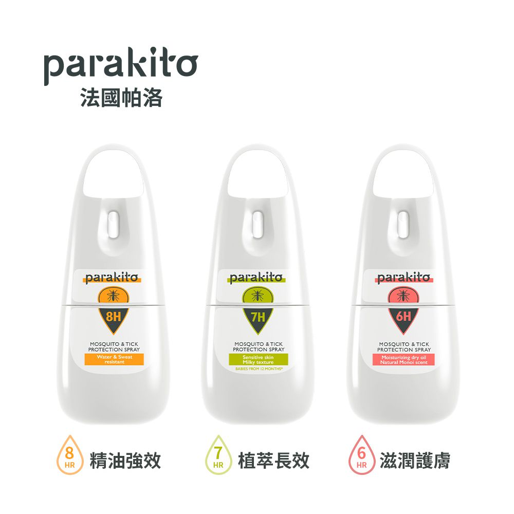 法國 PARA’KITO 帕洛 - 【全新配方】天然防蚊噴霧三入組-精油強效+滋潤護膚+植萃長效