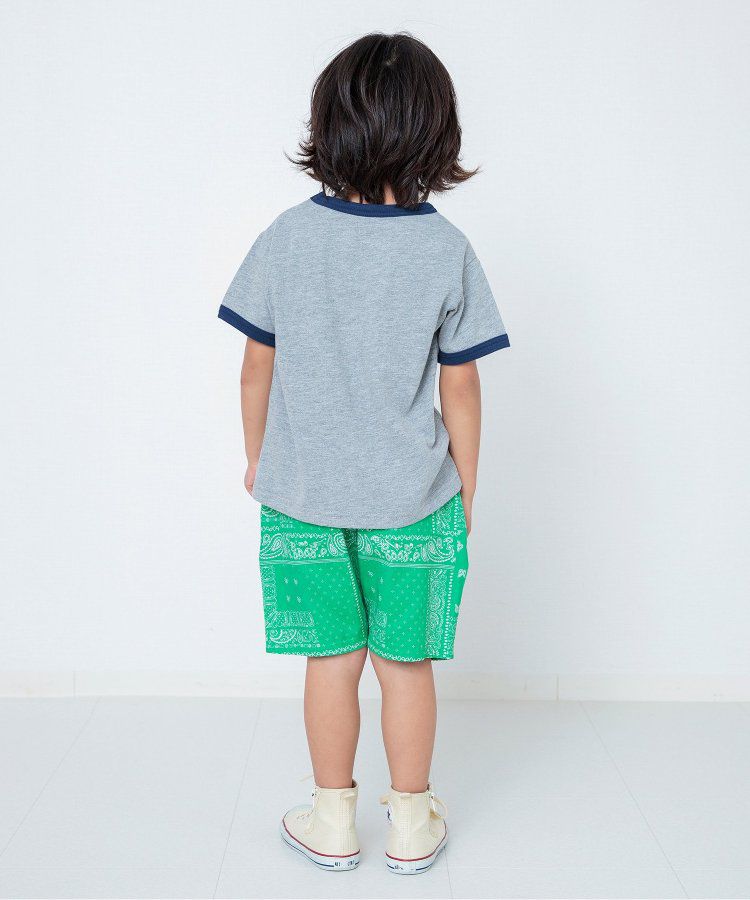 日本 BREEZE - 美式復古印花撞色邊短袖上衣-甜甜圈店-灰