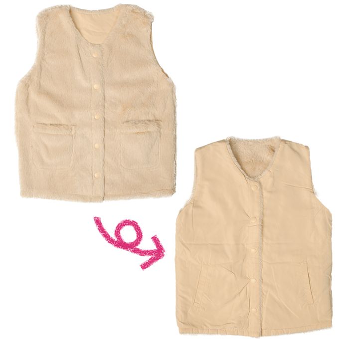 akachan honpo - 雙面背心-淺卡其色