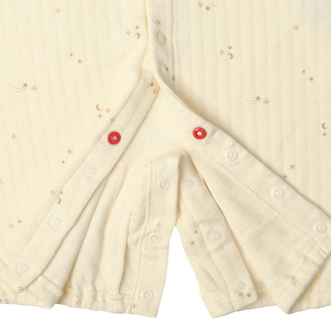 akachan honpo - 長袖有機蓬鬆保暖連身衣-奶油色 (50~70cm)