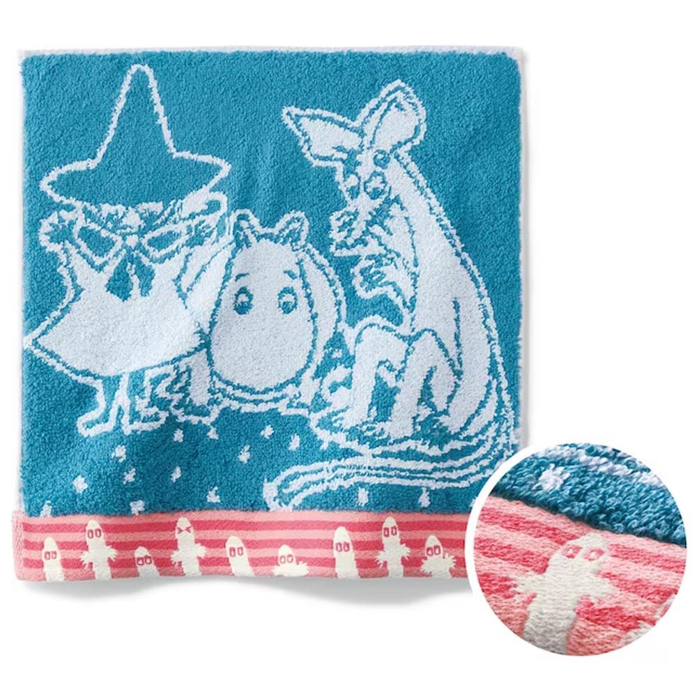 moomin 純棉抗菌防臭小手帕-種子-藍 (25×25cm)