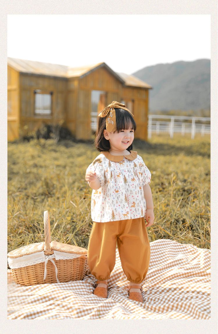 森林系寬寬束口長褲-咖啡色