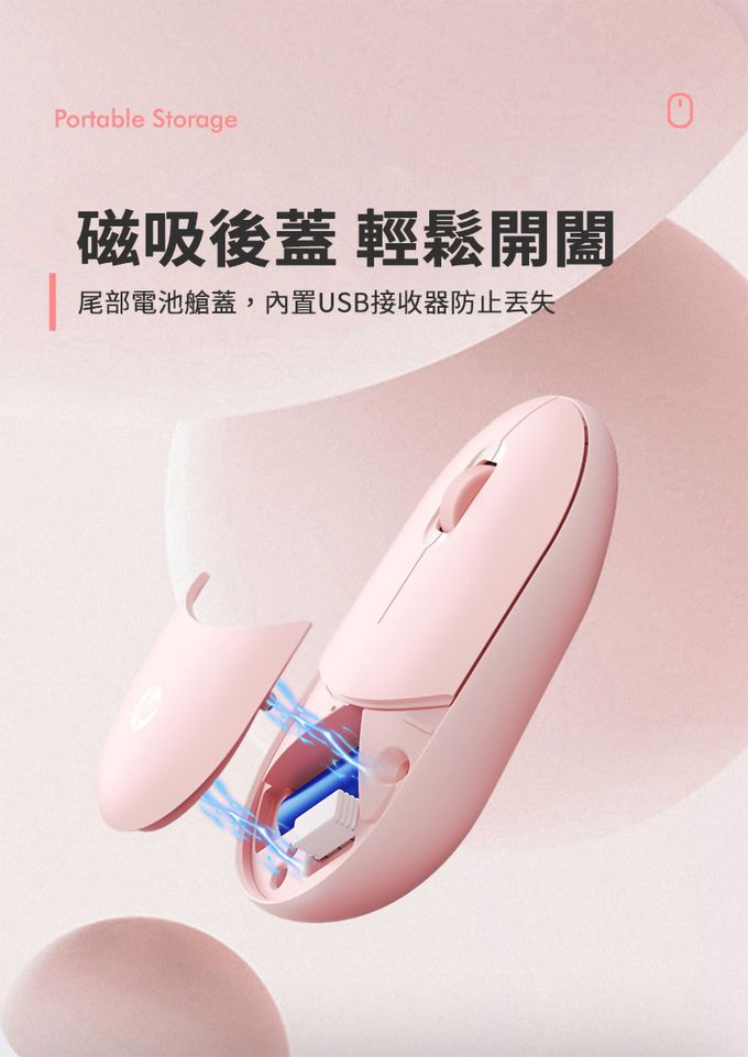 HP-HP惠普 - TLM1 藍牙無線多模式 胖胖鼠 滑鼠-粉