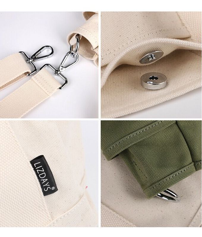 日本 LIZDAYS - 多格層帆布2way肩背/手提包-黑 (29x24x14cm)