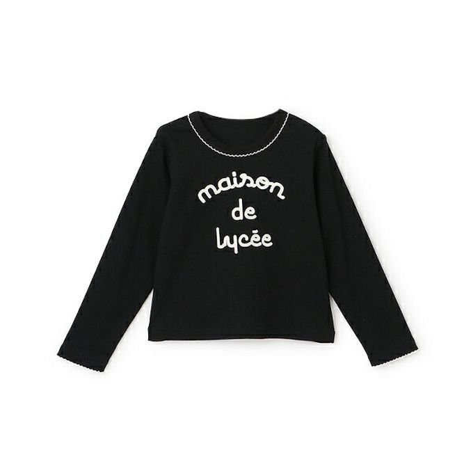 日本 Lycee mine - 100%棉 優雅法式植絨印花長袖上衣-淺藍