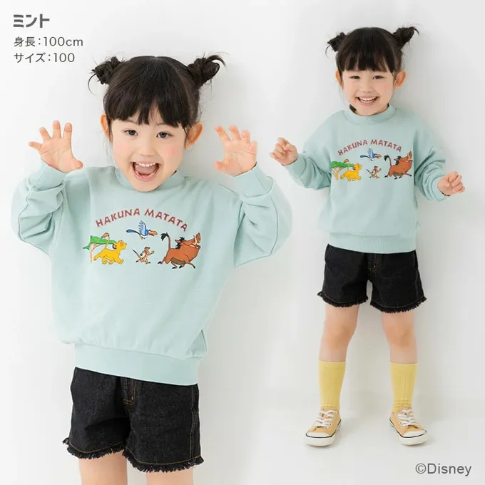 日本 Chil2 - 限量聯名 裏毛印花大學長袖上衣-迪士尼卡通獅子王-白