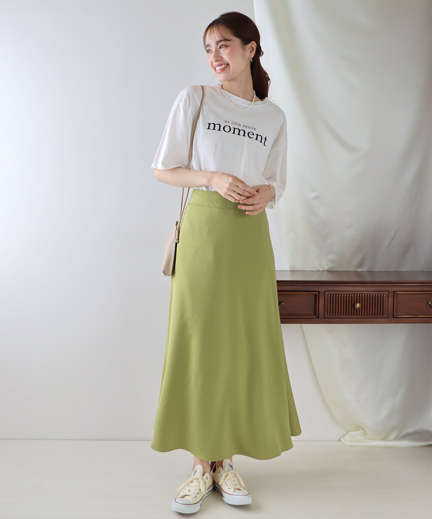 日本 BLUE EAST - [熱銷推薦] 甜美百搭修身剪裁長裙-果綠