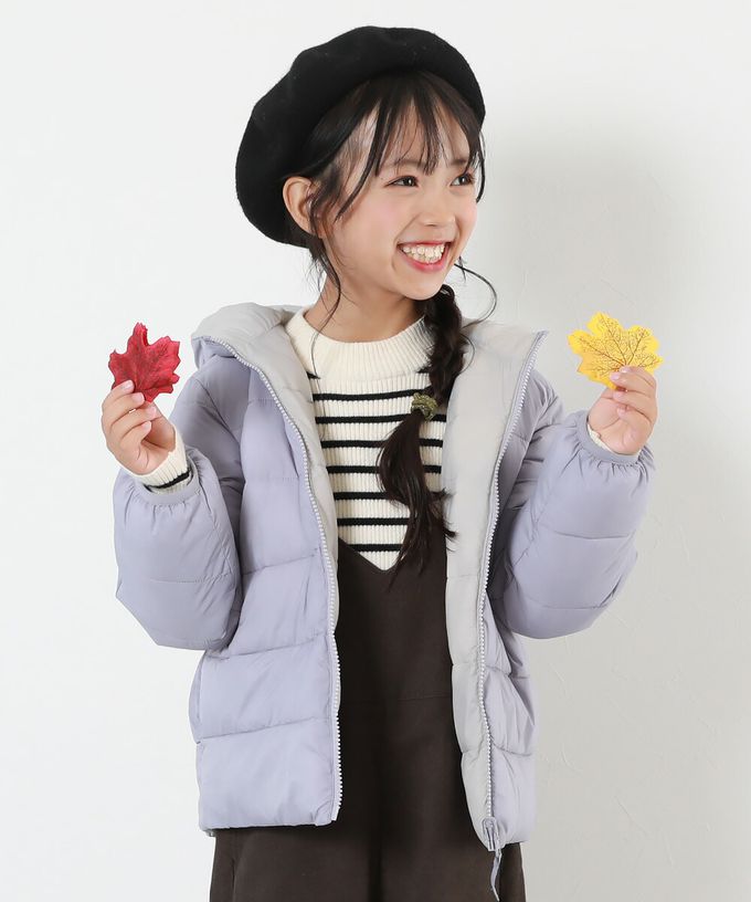 日本 devirock - 2Ｗay防風保暖纖維羽絨連帽外套(可機洗)-炭灰x茶綠