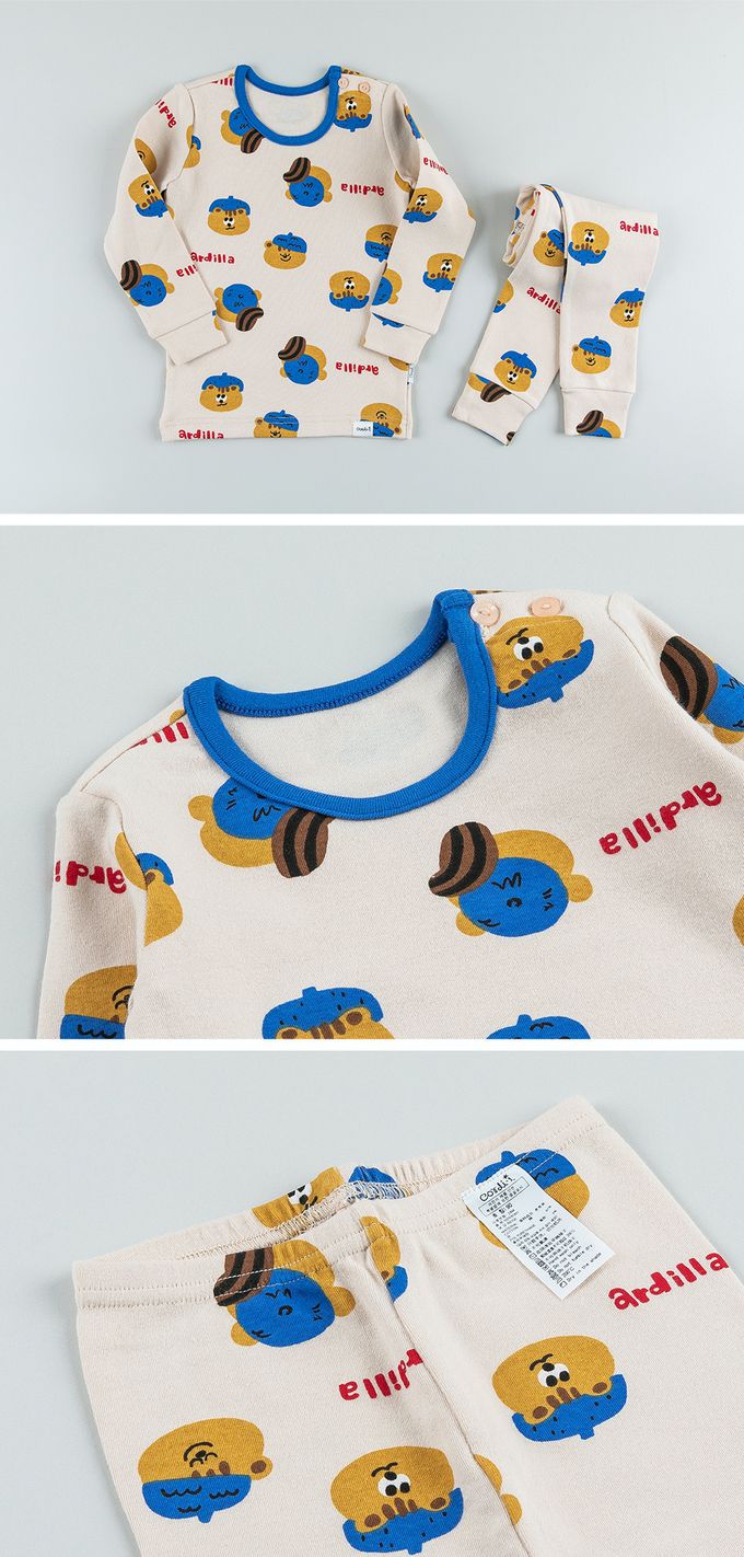 韓國 Cordi-i - 40支無螢光棉長袖家居服-滿版松鼠-米膚