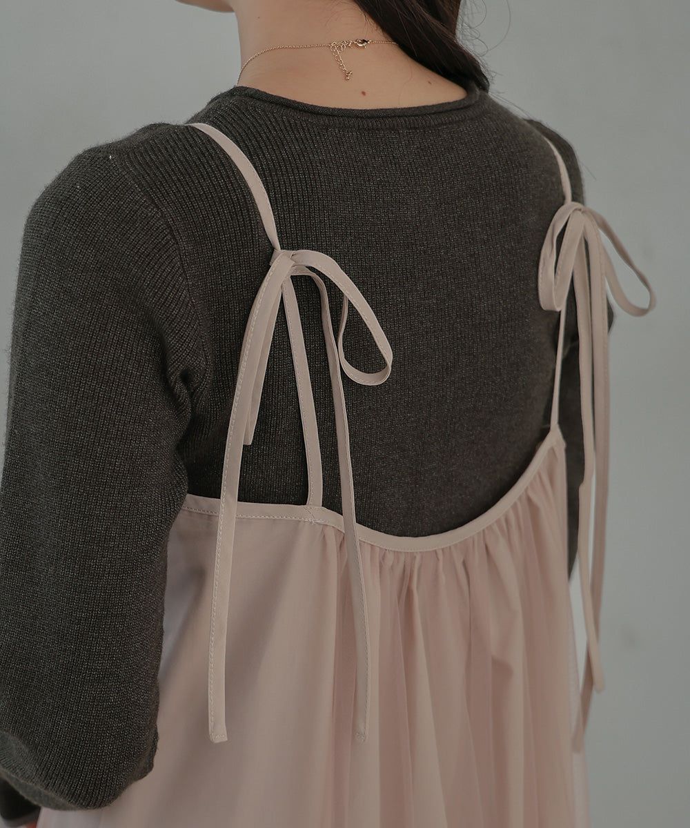 日本 Bab - 夢幻歐根紗拼接吊帶裙-夢幻粉