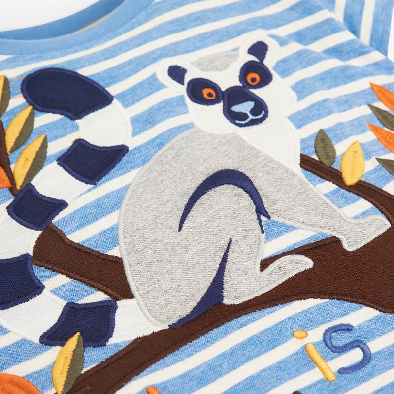 英國 JoJo Maman BeBe - 超優質嬰幼兒/兒童100％純棉短袖上衣/T-shirt/動物T-環尾狐猴