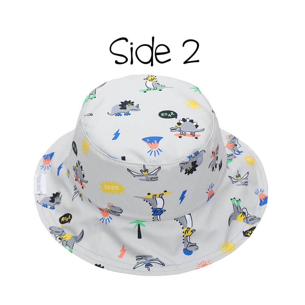 加拿大 flapjackkids - 雙面輕量遮陽帽/防曬帽-恐龍