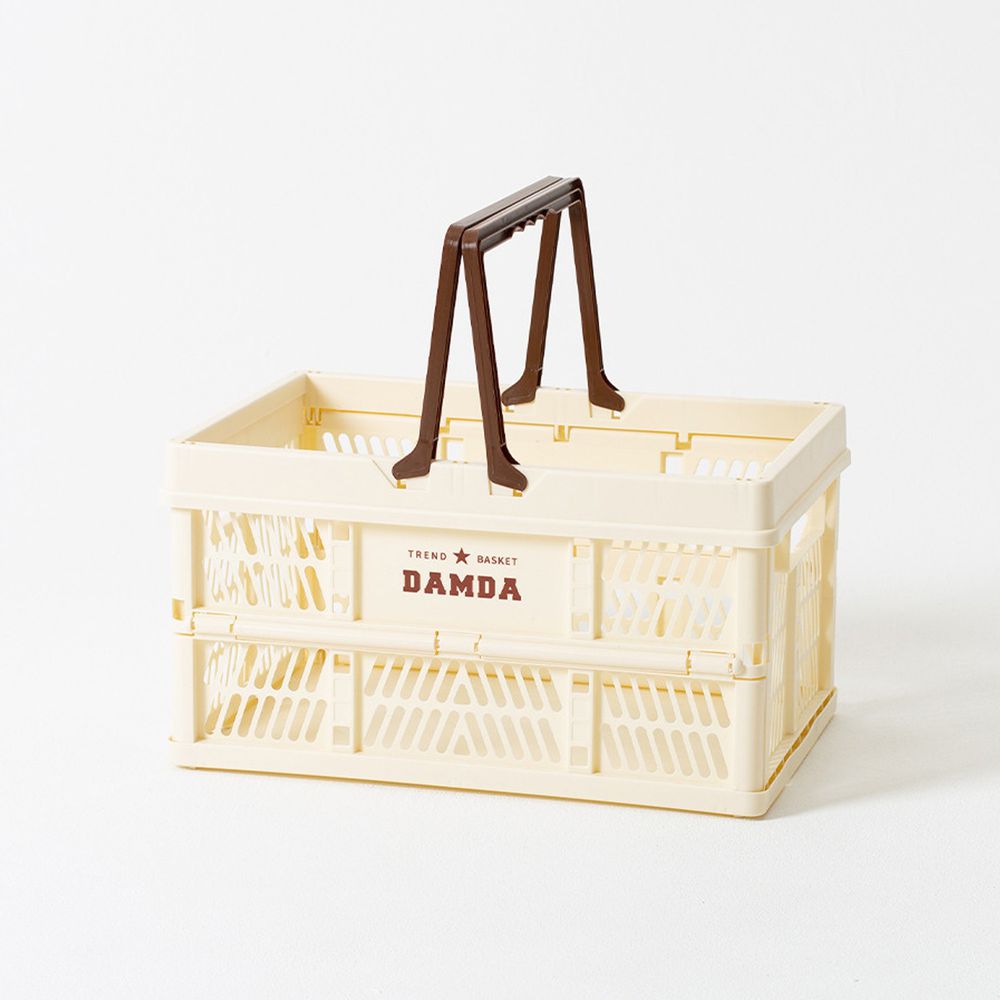韓國 Damda - 折疊手提收納籃-32L-米-43.5X30.5cm