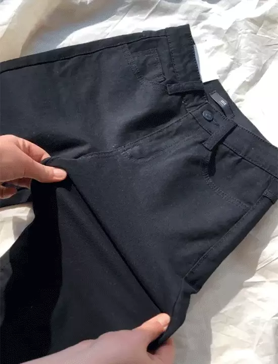 韓國 ENVYLOOK - 超彈力收腰鬆緊窄管褲-黑