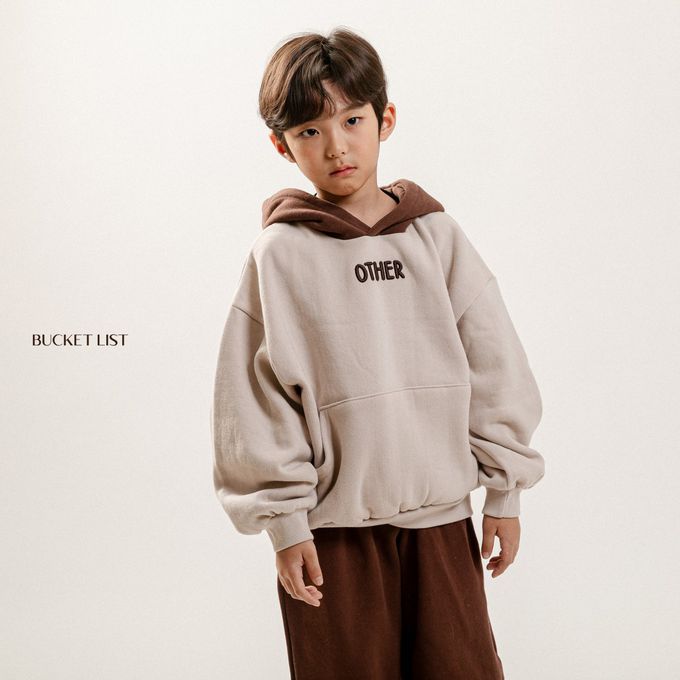 韓國 BUCKET LIST - (內磨毛)OTHER刺繡連帽T-咖啡