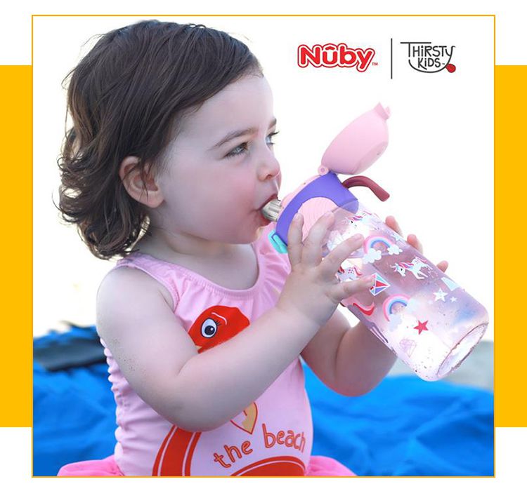 Nuby - 晶透運動隨行杯-閃亮款-鯊魚(細吸管) (450ml)