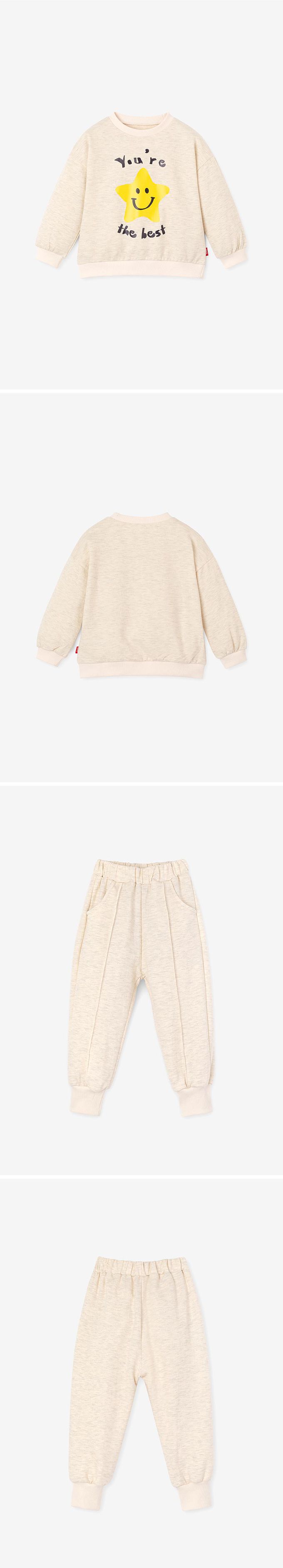 韓國 OZKIZ - 微笑STAR圓領長袖套裝-粉紫