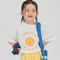 韓國 W.S.B. - HAPPY笑臉純棉短袖上衣-白