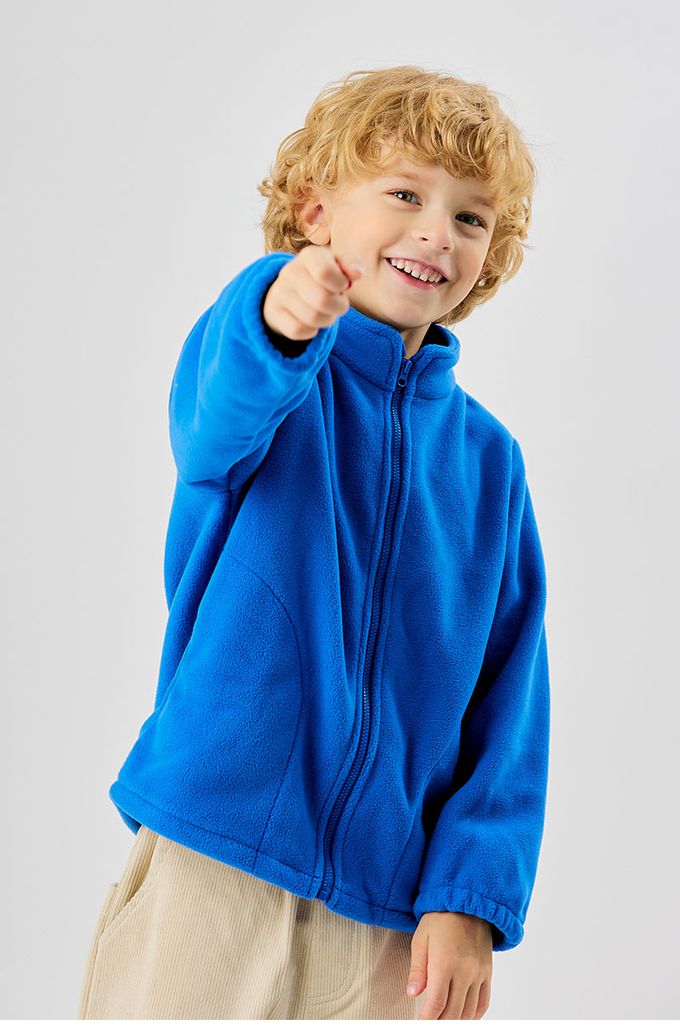 韓國 OZKIZ - 好搭配立領拉鍊搖粒絨外套-亮綠