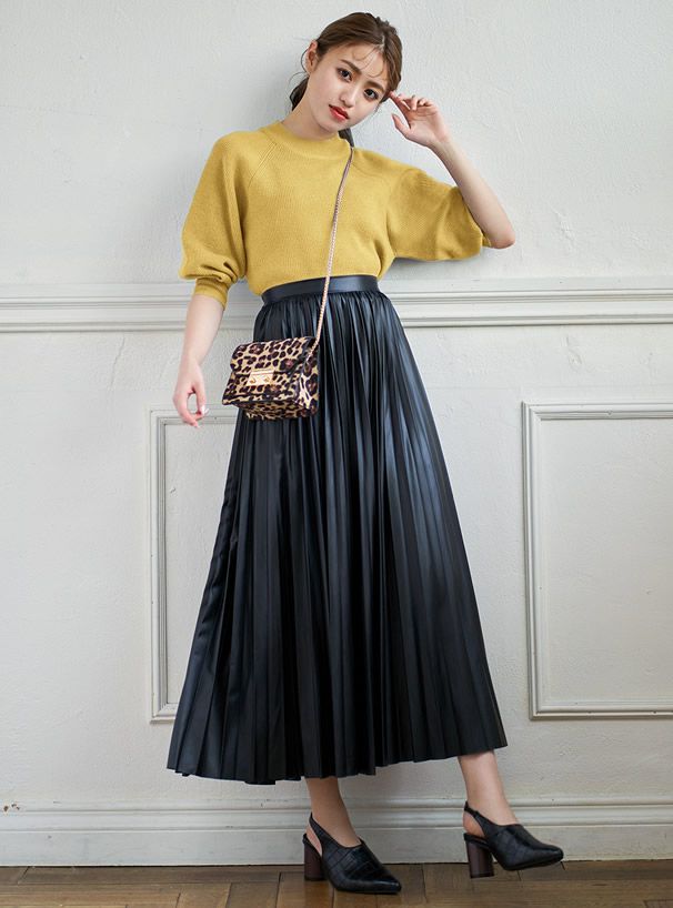 日本 GRL - 小高圓領七分袖薄款針織上衣-灰杏