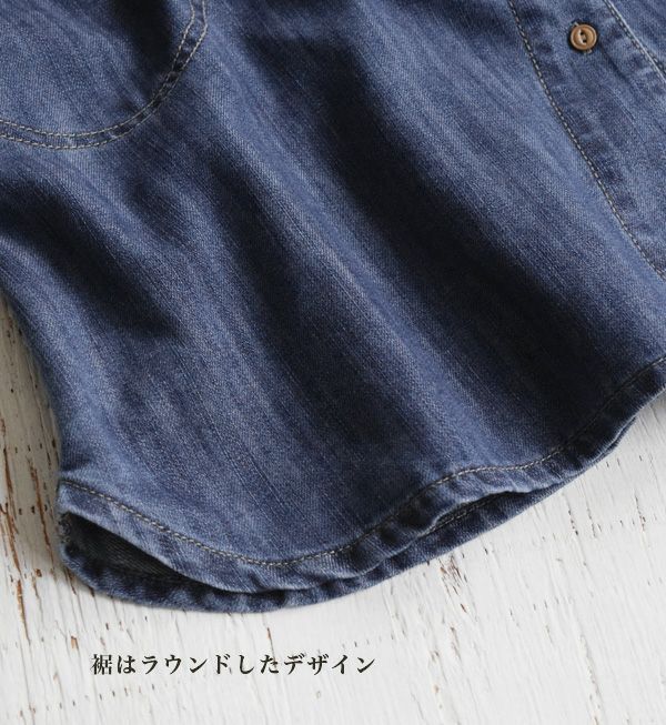 日本 zootie - 百搭經典圓領牛仔外套/襯衫-深藍