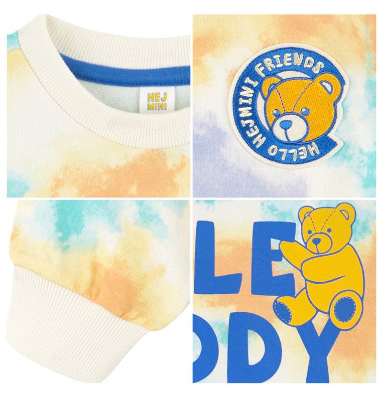 韓國 HEJMINI - 渲染熊熊徽章純棉T-象牙白