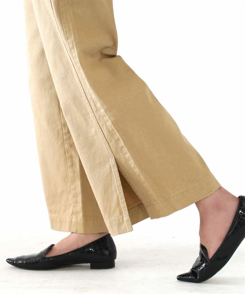 日本 zootie - 瘦瘦必備！100%棉美式休閒寬褲-米白