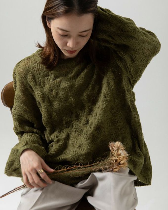 日本 gleam - 柔軟微透蓬鬆馬海毛針織上衣-紅