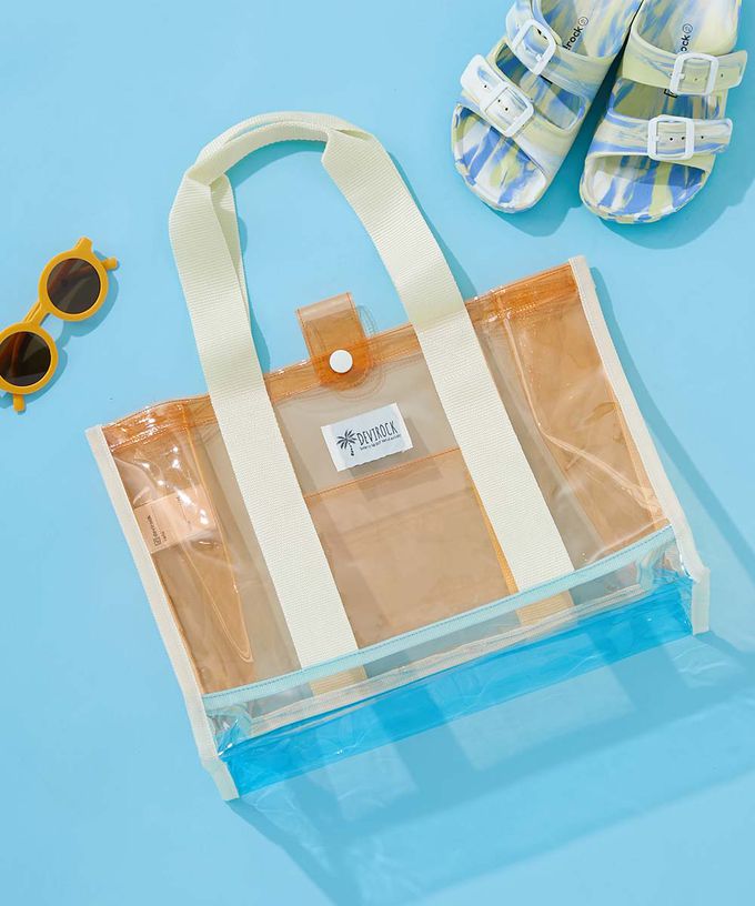 日本 devirock - 果凍色系PVC游泳/玩水包-紫x白