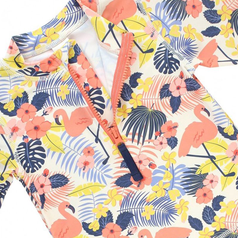 美國 RuffleButts - 小女童UPF 50+防曬兩件式長袖泳裝-熱帶夏威夷