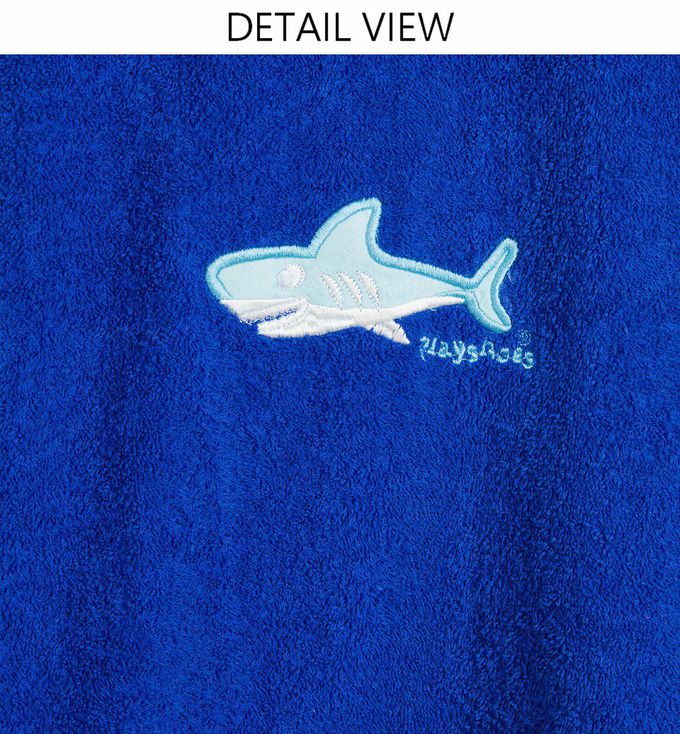 德國Playshoes - 純棉嬰兒童造型連帽斗篷浴巾/浴袍-藍鯊魚