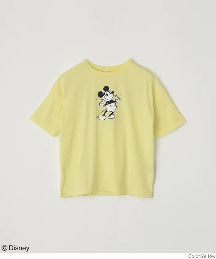 日本 COCA - 聯名款卡通印花短袖上衣-復古米奇-淺粉