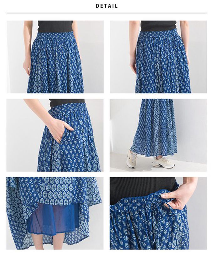 日本 OMNES - 100%印度棉 奢華印花飄逸感長裙-紫