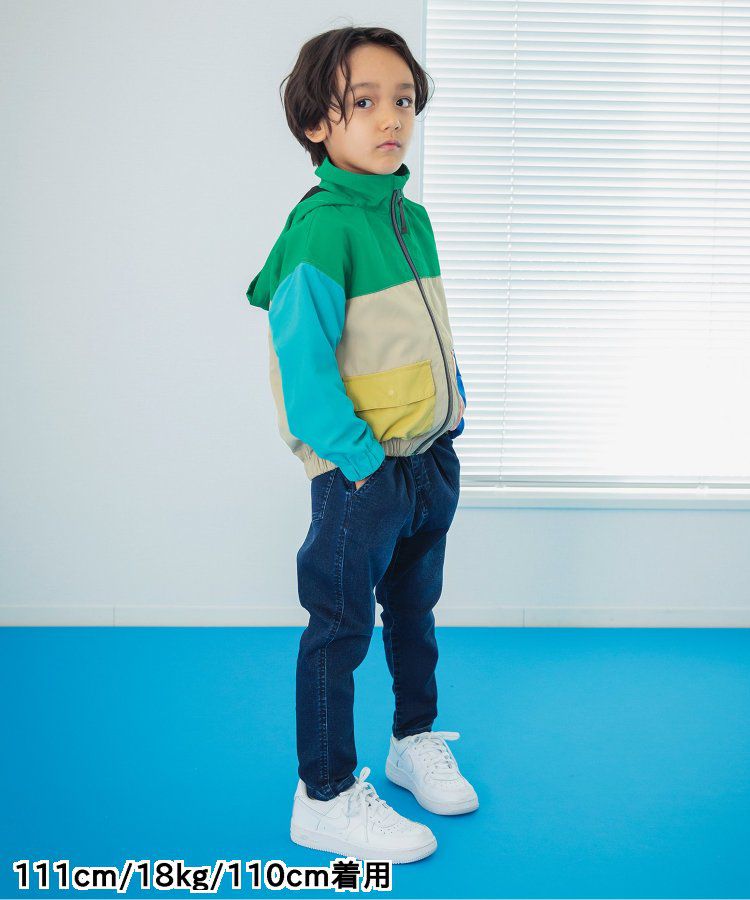 日本 BREEZE - 潑水加工 繽紛連帽防風外套-萊姆