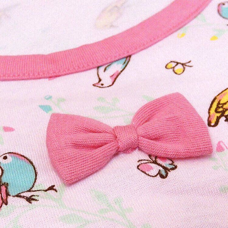 Annypepe - 女童純棉鳥語花香短袖居家睡衣洋裝-淺粉 (130-150cm)