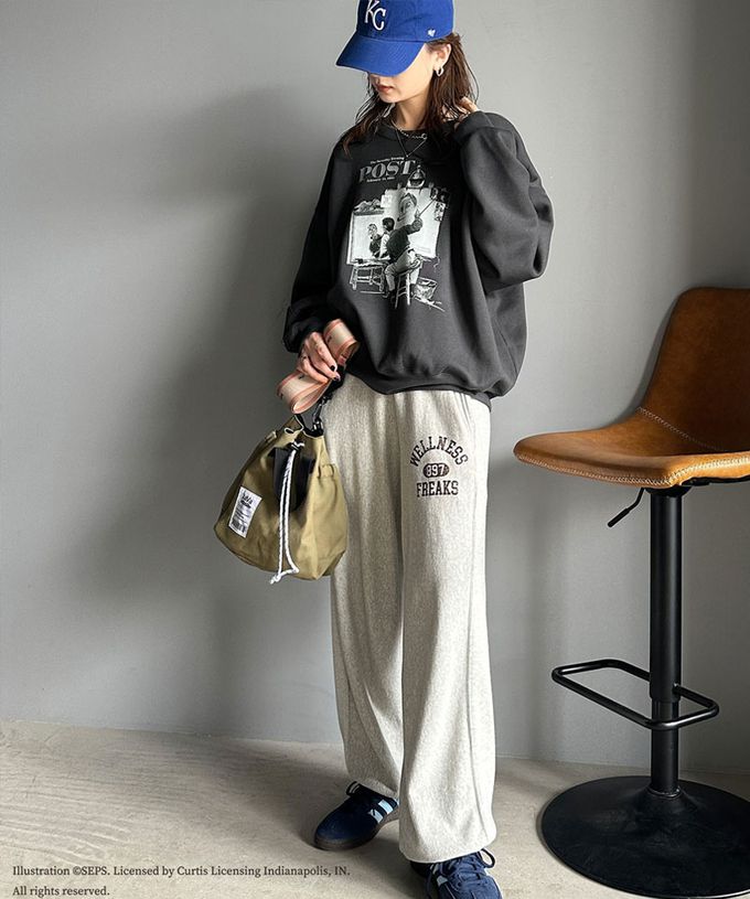 日本 Classical Elf - 設計師聯名 2WAY印花裏毛上衣-三重自畫像-炭灰