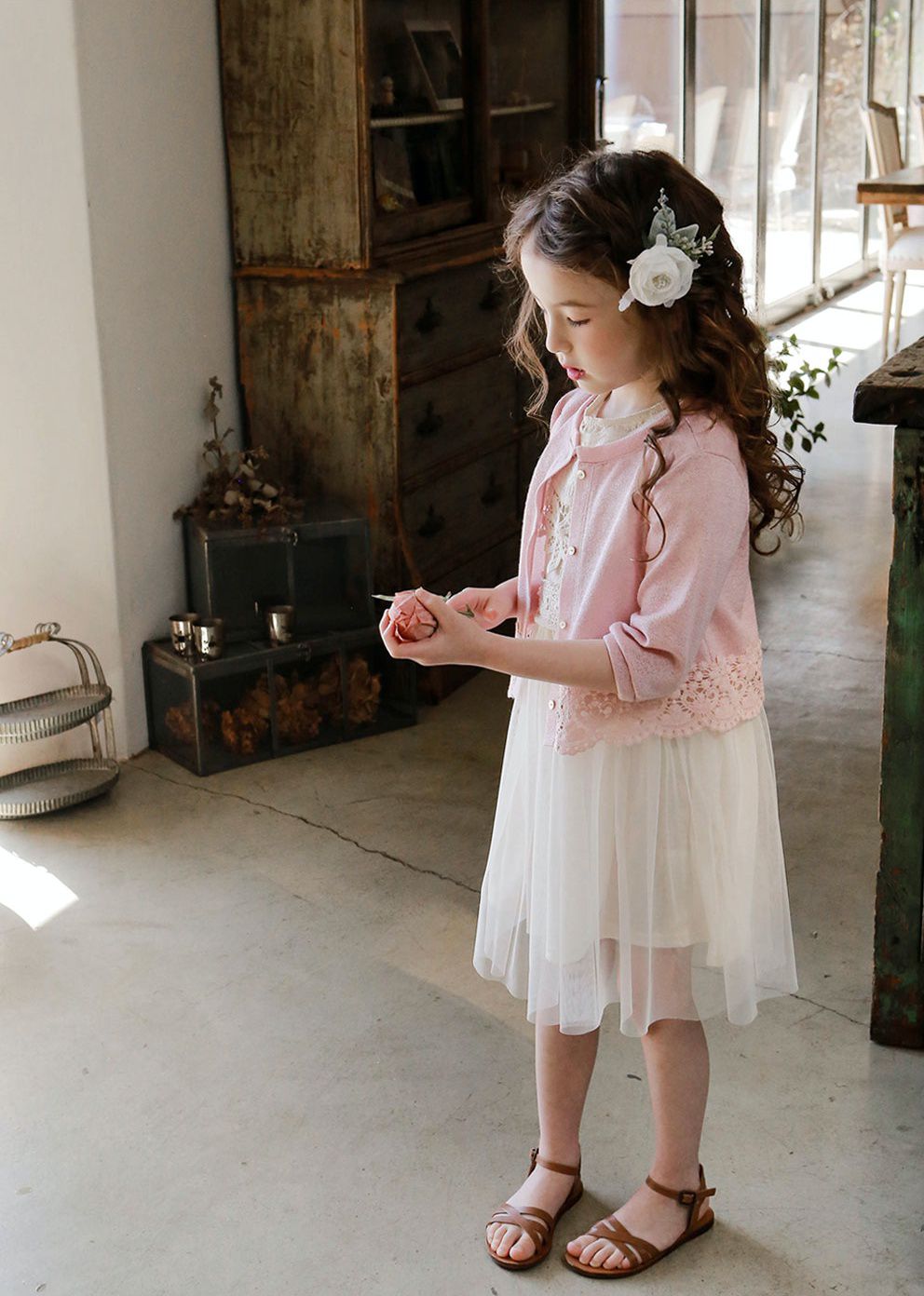 韓國 PuellaFLO - 鏤空花瓣下襬小外套-粉紅