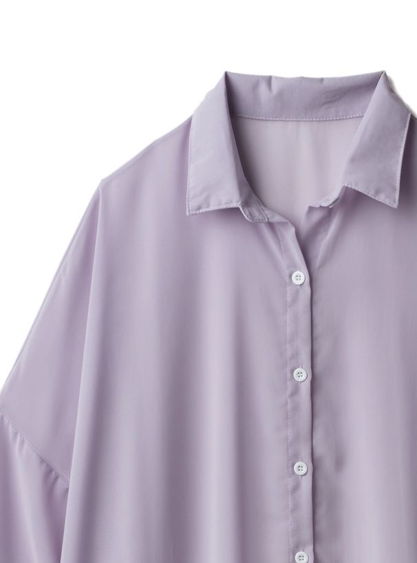 日本 GRL - 透明感氣球袖襯衫/罩衫-淺粉 (M)