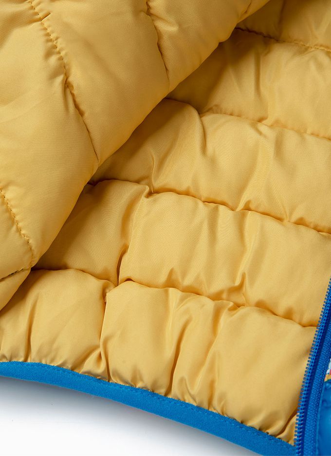 韓國 OZKIZ - 彩印車車連帽輕量保暖外套-藍