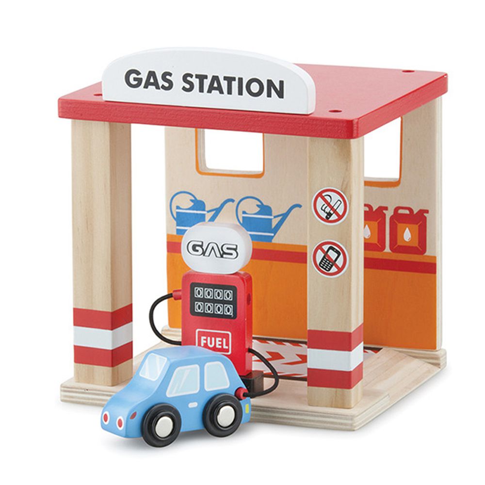 荷蘭 New Classic Toys - 【獨家優惠價】木製車車加油站玩具-出清優惠