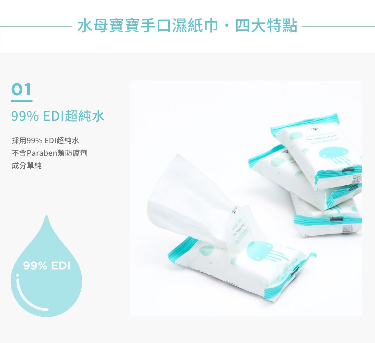 沐伊孕哺 MOOIMOM - 水母寶寶手口濕紙巾 (1提 / 8包)