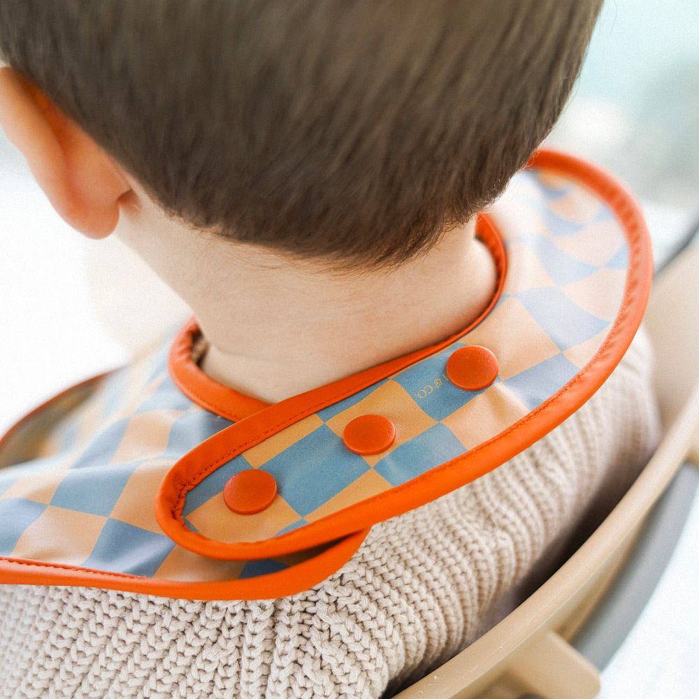 丹麥 GRECH & CO. - 防水圍兜-粉棕條紋 (適用於6個月以上)